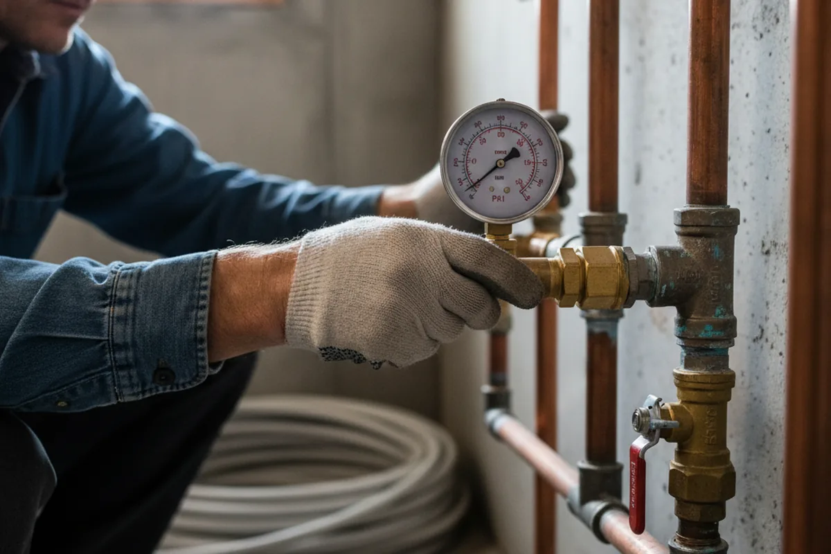 Pressure testing a repaired line during Water Line Repair in Ventura